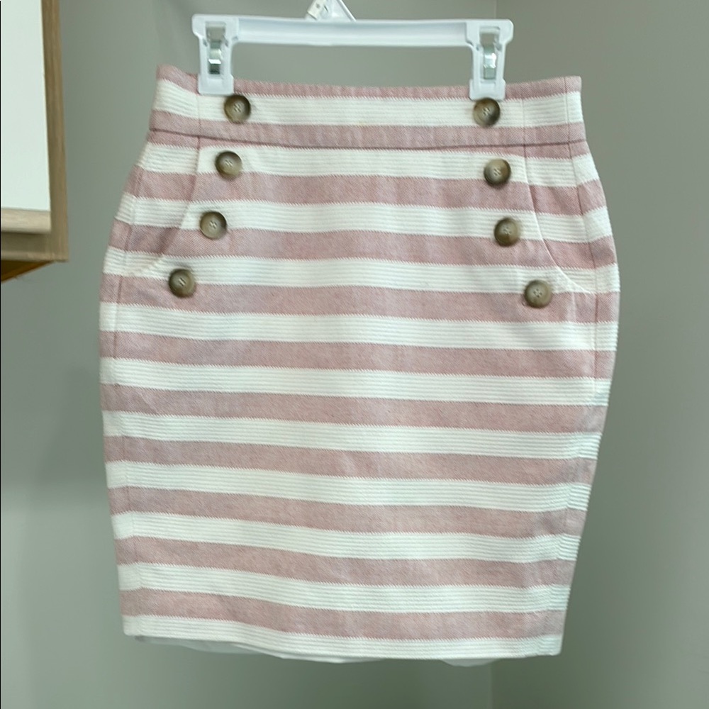 LOFT Pink and white Knee-Length Pencil Skirt